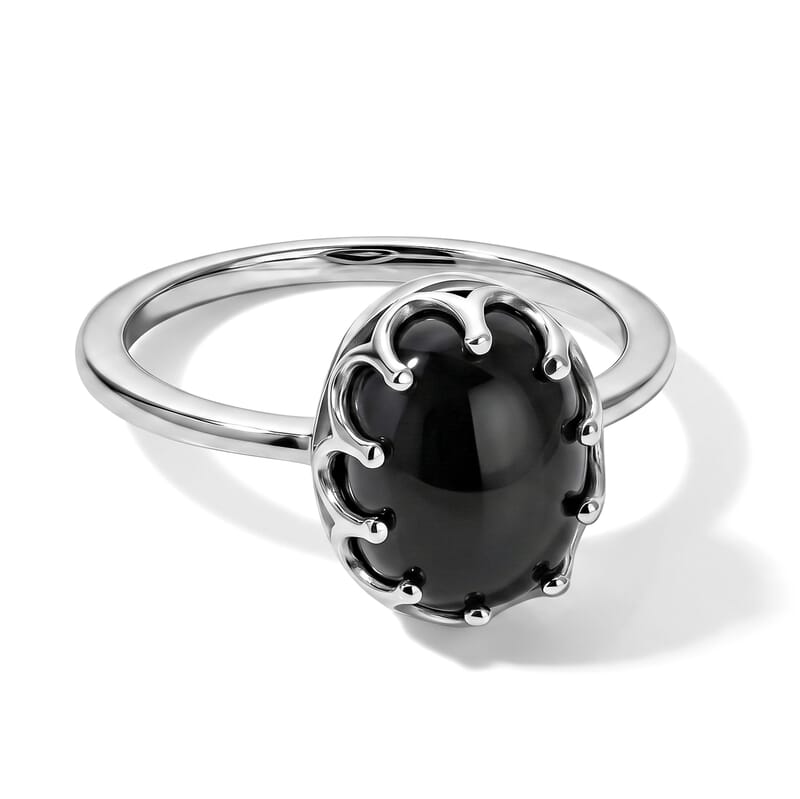 D'Joy Black Jade (D) 3.30 ctw Fancy Ring in Rhodium Over Sterling Silver (Size 10.0)