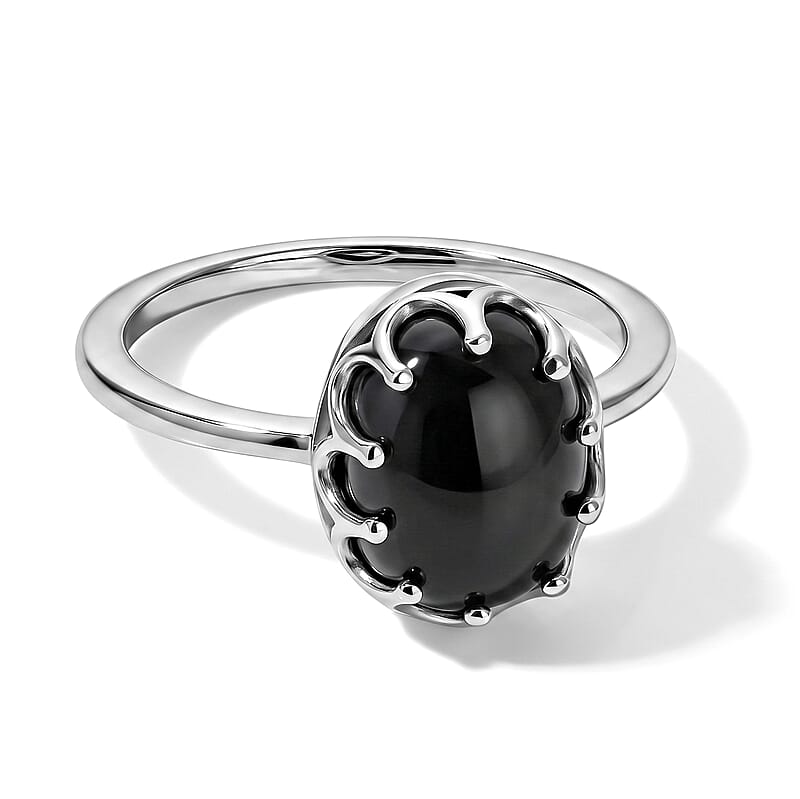 D'Joy Black Jade (D) 3.30 ctw Fancy Ring in Rhodium Over Sterling Silver (Size 10.0)