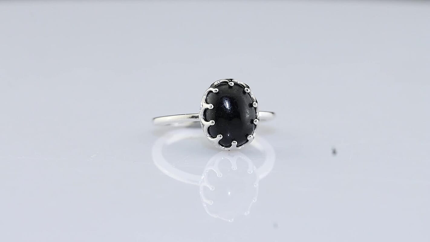 D''Joy Black Jade Fancy Ring in Rhodium Over Sterling Silver (Size 10.0) 3.30 ctw