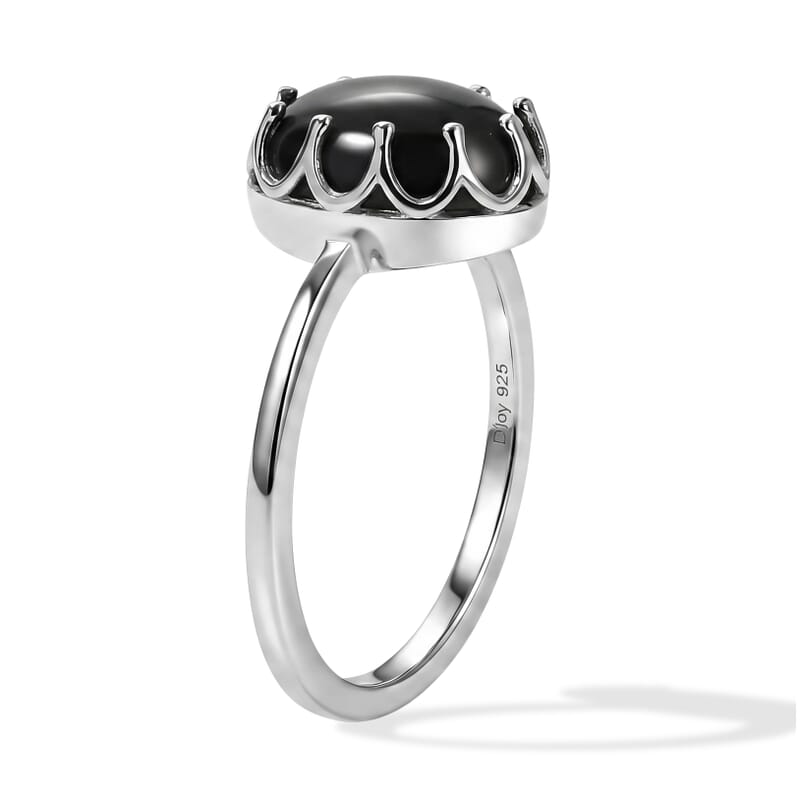 D'Joy Black Jade (D) 3.30 ctw Fancy Ring in Rhodium Over Sterling Silver (Size 10.0)