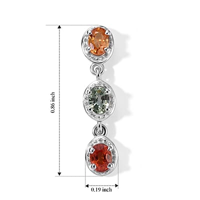 D'Joy Multi Sapphire 1.65 ctw Earrings in Rhodium Over Sterling Silver