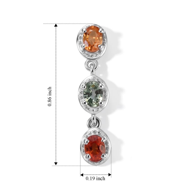 D'Joy Multi Sapphire 1.65 ctw Earrings in Rhodium Over Sterling Silver