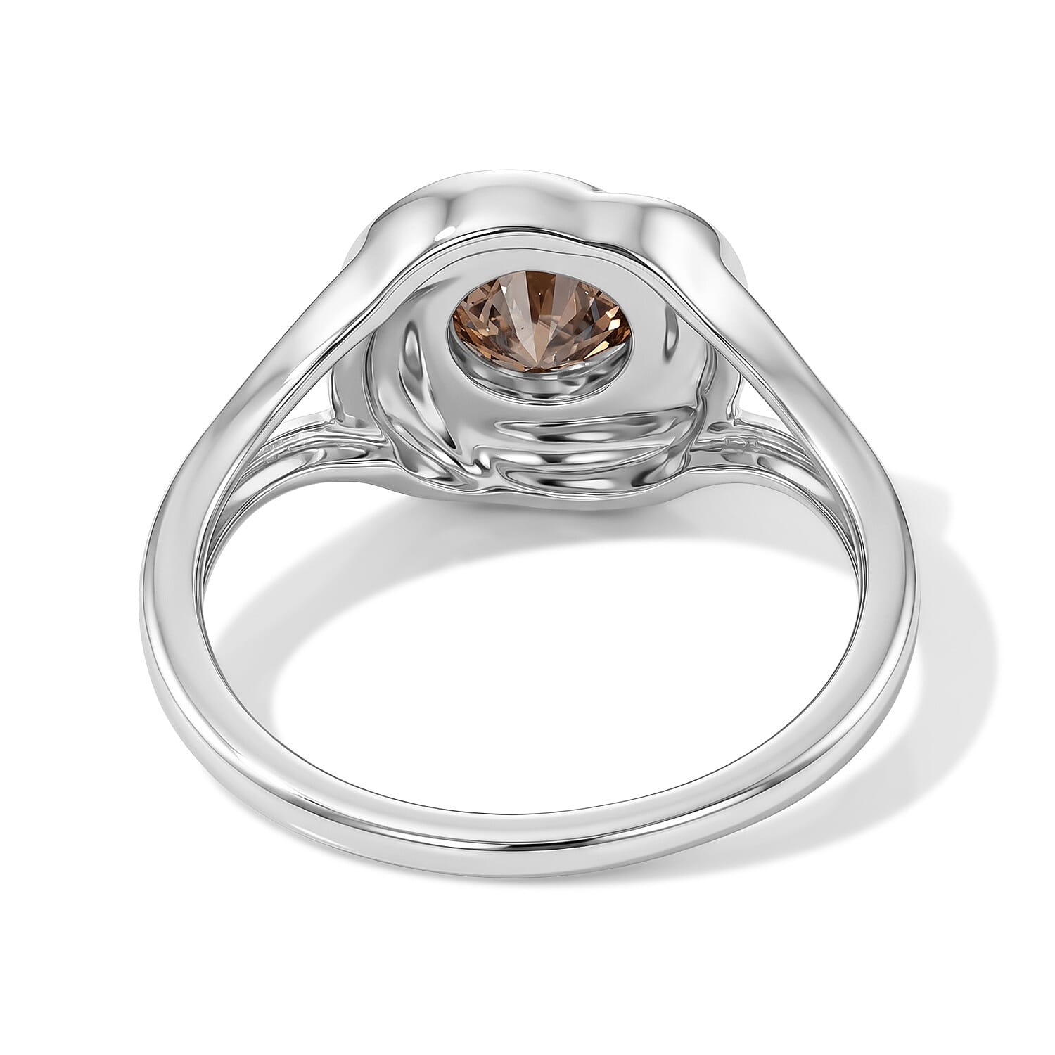 D'Joy Champagne Moissanite 1.00 ctw Ring in Rhodium Over Sterling Silver (Size 10.0)