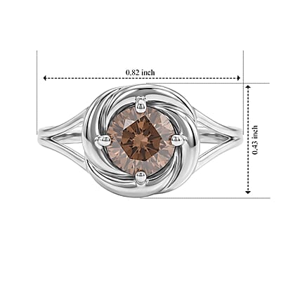 D'Joy Champagne Moissanite 1.00 ctw Ring in Rhodium Over Sterling Silver (Size 7.0)