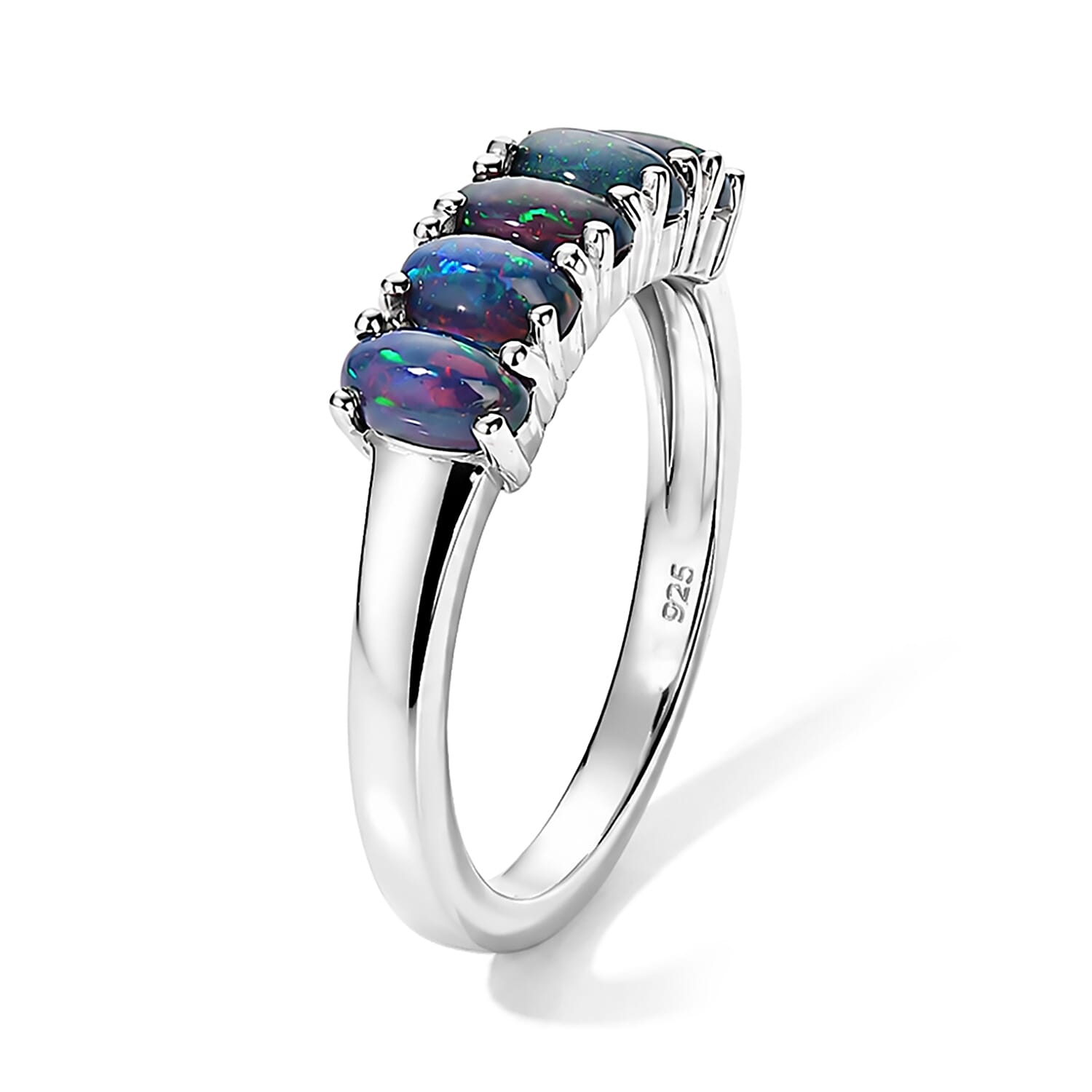 D'Joy Sable Ethiopian Opal (D) 0.75 ctw Ring in Rhodium Over Sterling Silver (Size 7.0)