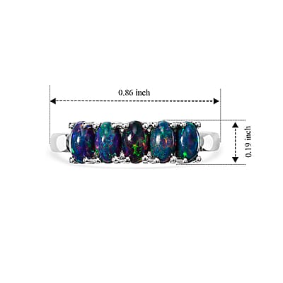 D'Joy Sable Ethiopian Opal (D) 0.75 ctw Ring in Rhodium Over Sterling Silver (Size 7.0)