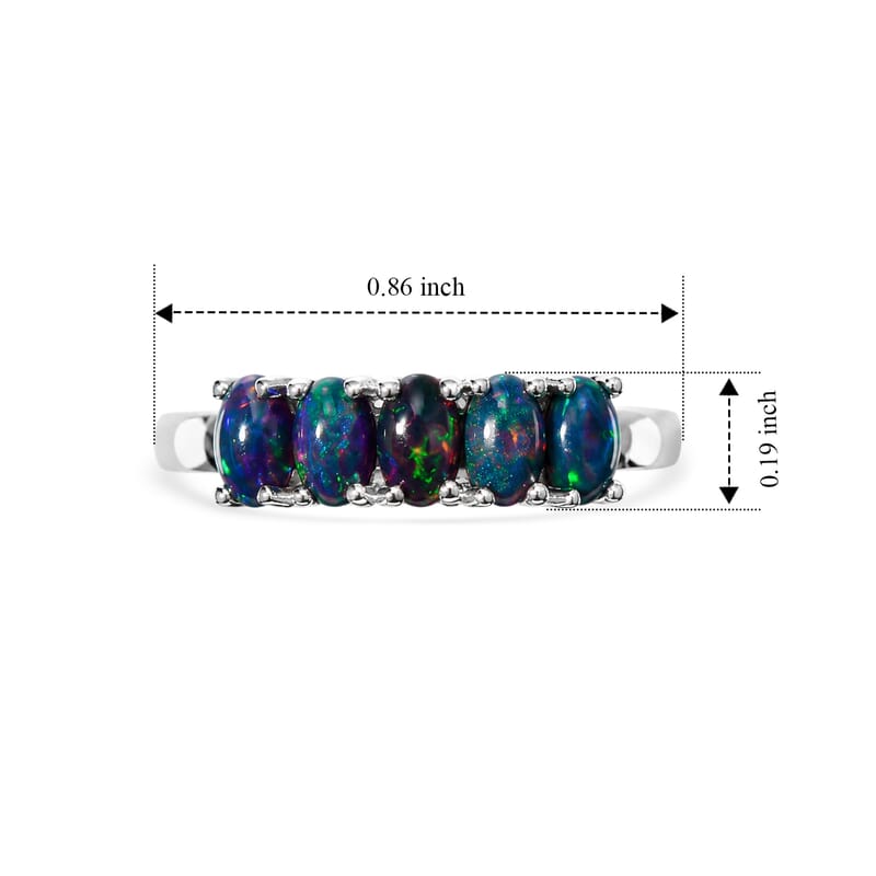 D'Joy Sable Ethiopian Opal (D) 0.75 ctw Ring in Rhodium Over Sterling Silver (Size 7.0)