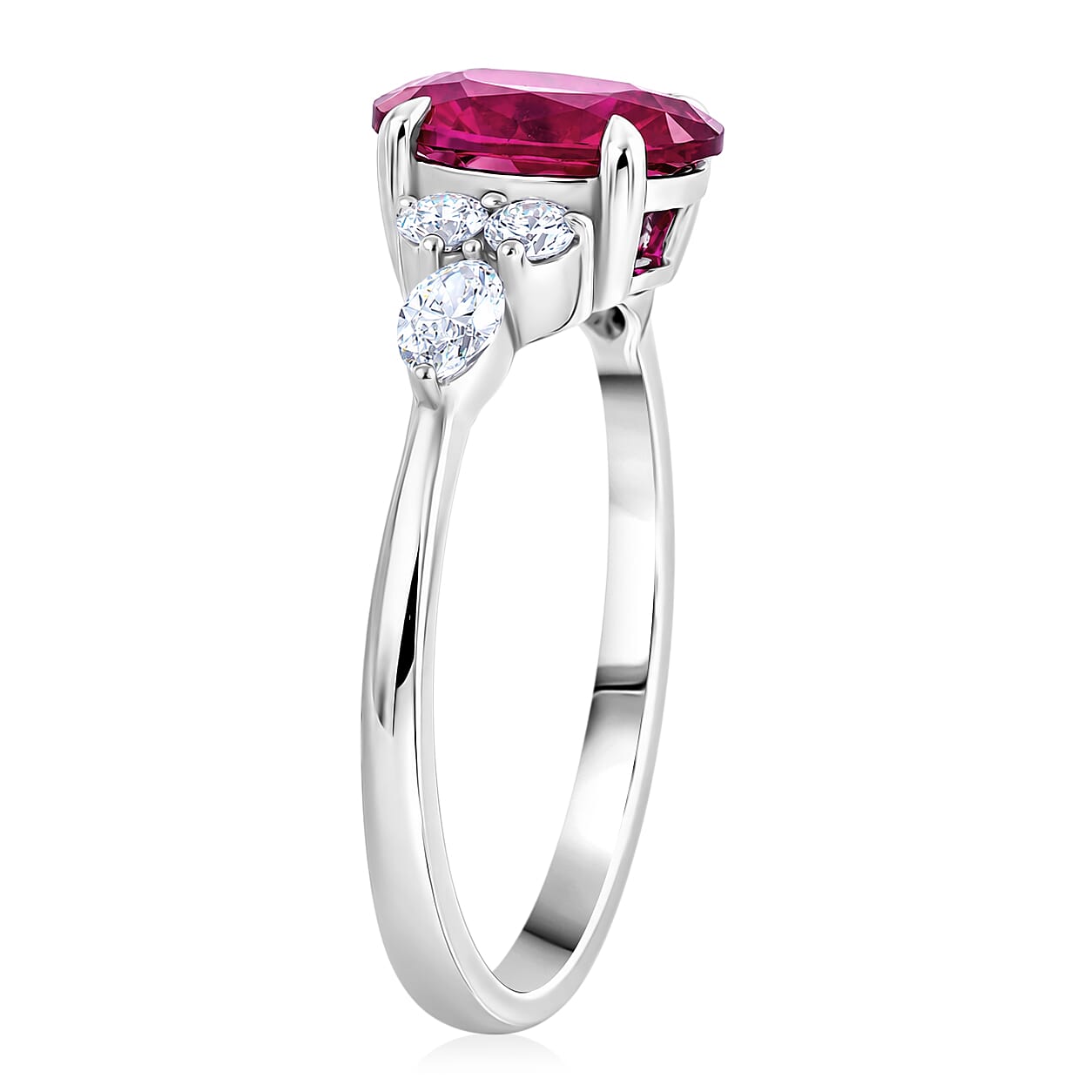 Lab Grown Ruby and Lab Grown Diamond SI1 1.67 ctw Ring in Sterling Silver (Size 6.0)