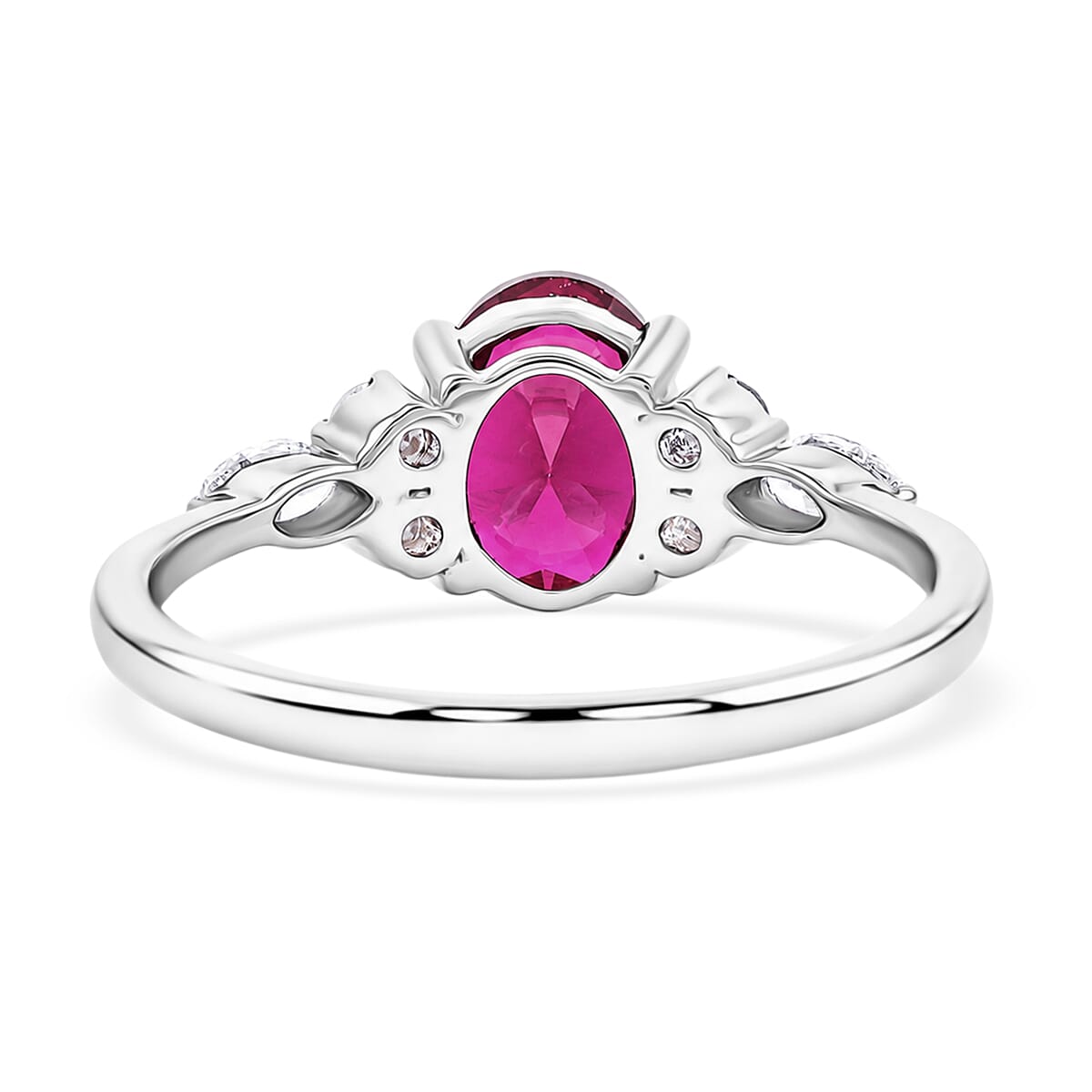 Lab Grown Ruby and Lab Grown Diamond SI1 1.67 ctw Ring in Sterling Silver (Size 6.0)