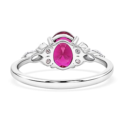 Lab Grown Ruby and Lab Grown Diamond SI1 1.67 ctw Ring in Sterling Silver (Size 6.0)