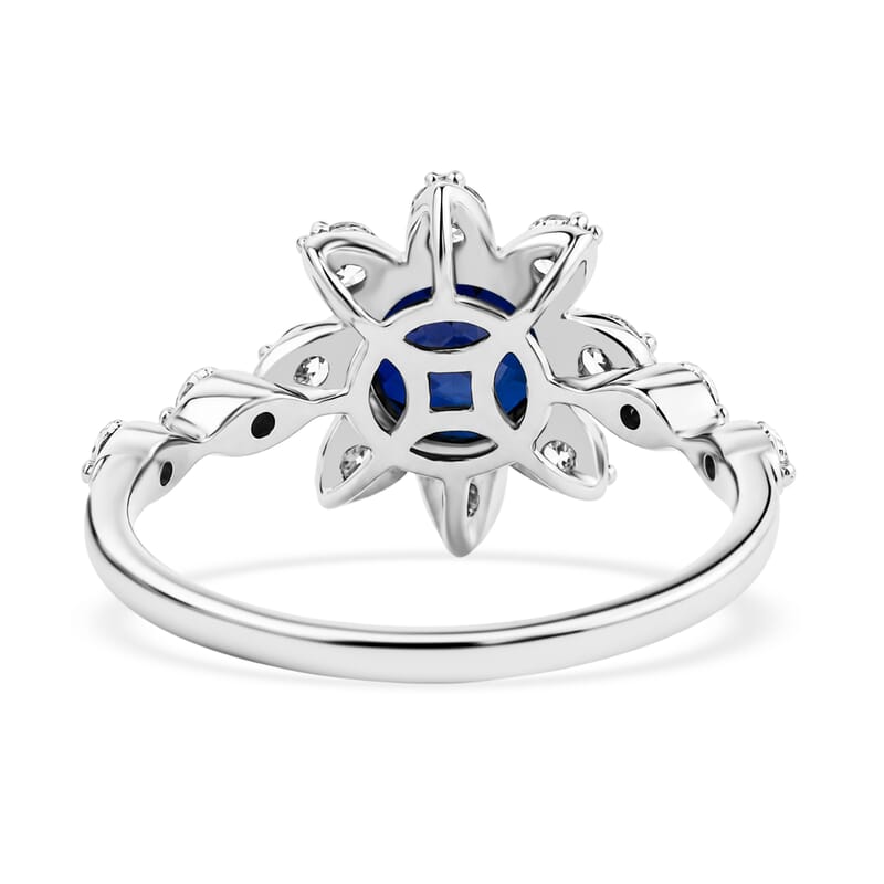 Lab Created Blue Sapphire and Lab Grown Diamond SI1 1.81 ctw Ring in Sterling Silver (Size 6.0)