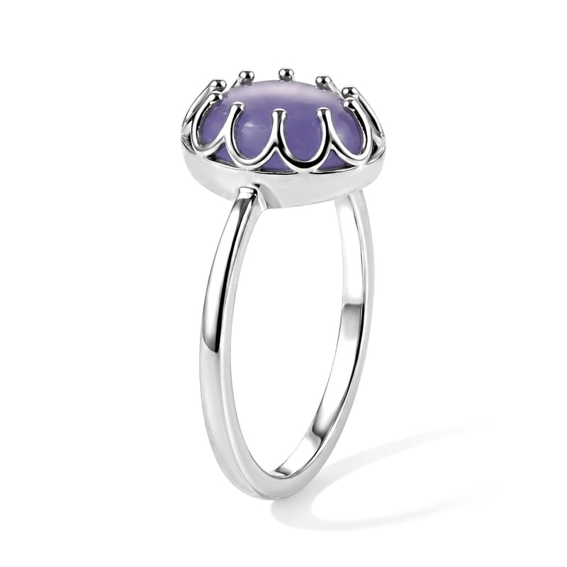 D'Joy Purple Jade (D) 3.50 ctw Fancy Ring in Rhodium Over Sterling Silver (Size 6.0)