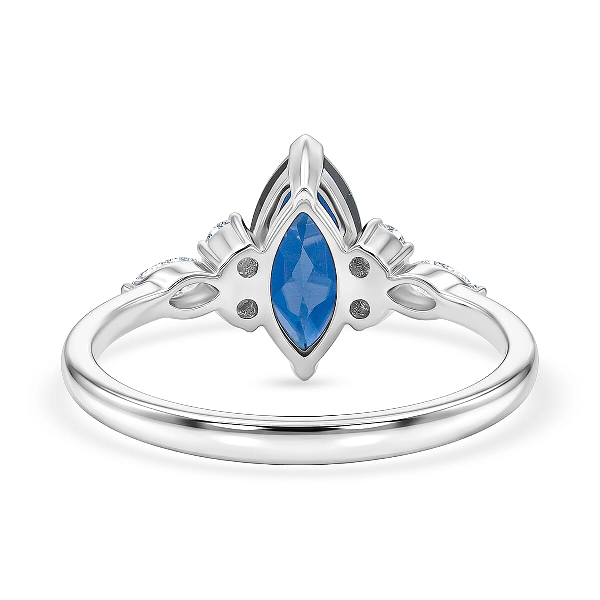 Lab Created Blue Sapphire and Lab Grown Diamond SI1 1.76 ctw Ring in Sterling Silver (Size 10.0)