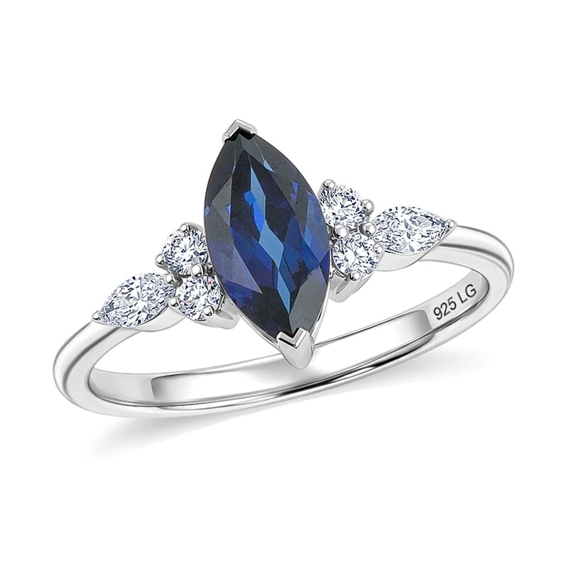 Lab Created Blue Sapphire and Lab Grown Diamond SI1 1.76 ctw Ring in Sterling Silver (Size 6.0)