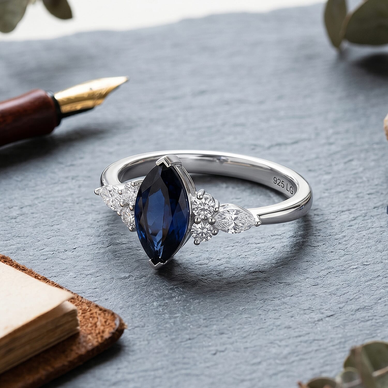 Lab Created Blue Sapphire and Lab Grown Diamond SI1 1.76 ctw Ring in Sterling Silver (Size 6.0)