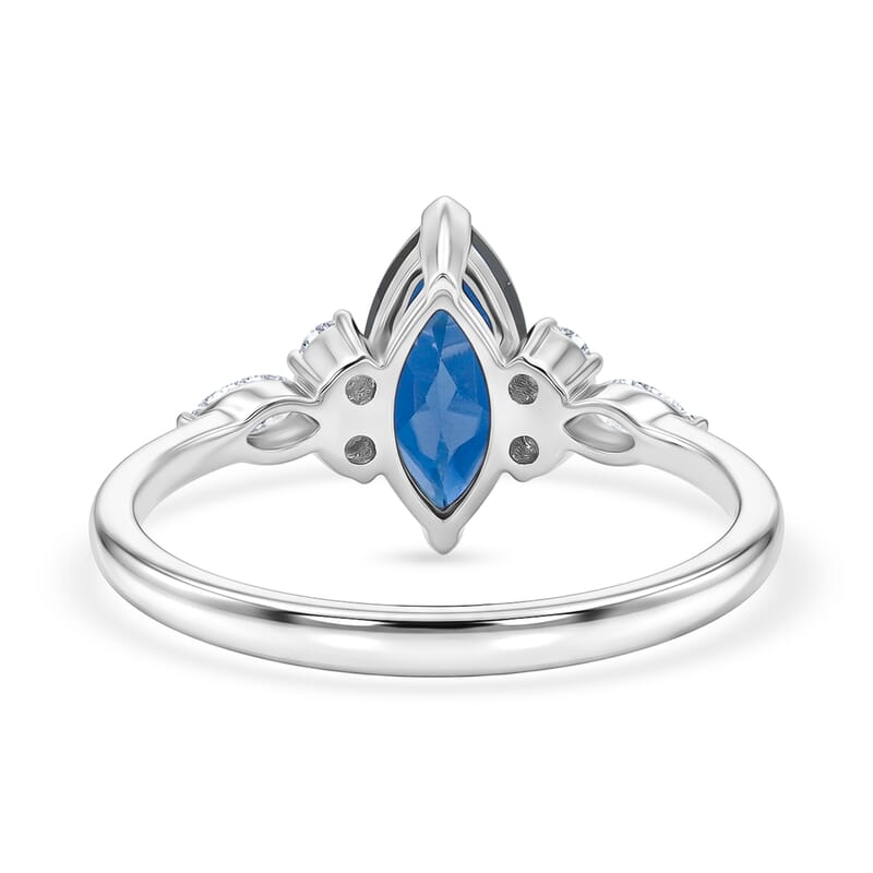 Lab Created Blue Sapphire and Lab Grown Diamond SI1 1.76 ctw Ring in Sterling Silver (Size 6.0)