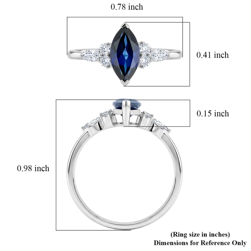 Lab Created Blue Sapphire and Lab Grown Diamond SI1 1.76 ctw Ring in Sterling Silver (Size 6.0)