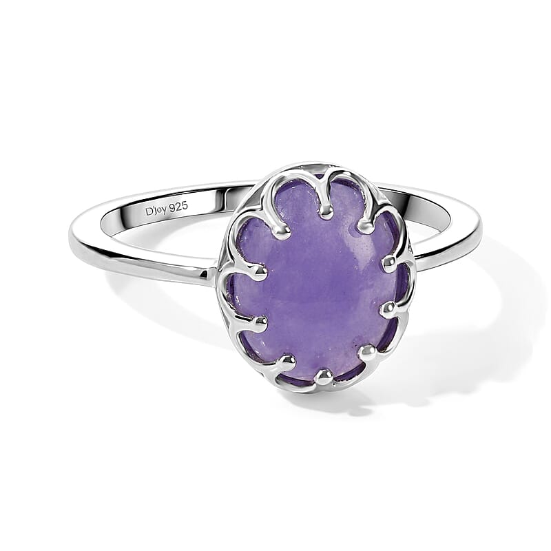 D'Joy Purple Jade (D) 3.50 ctw Fancy Ring in Rhodium Over Sterling Silver (Size 7.0)