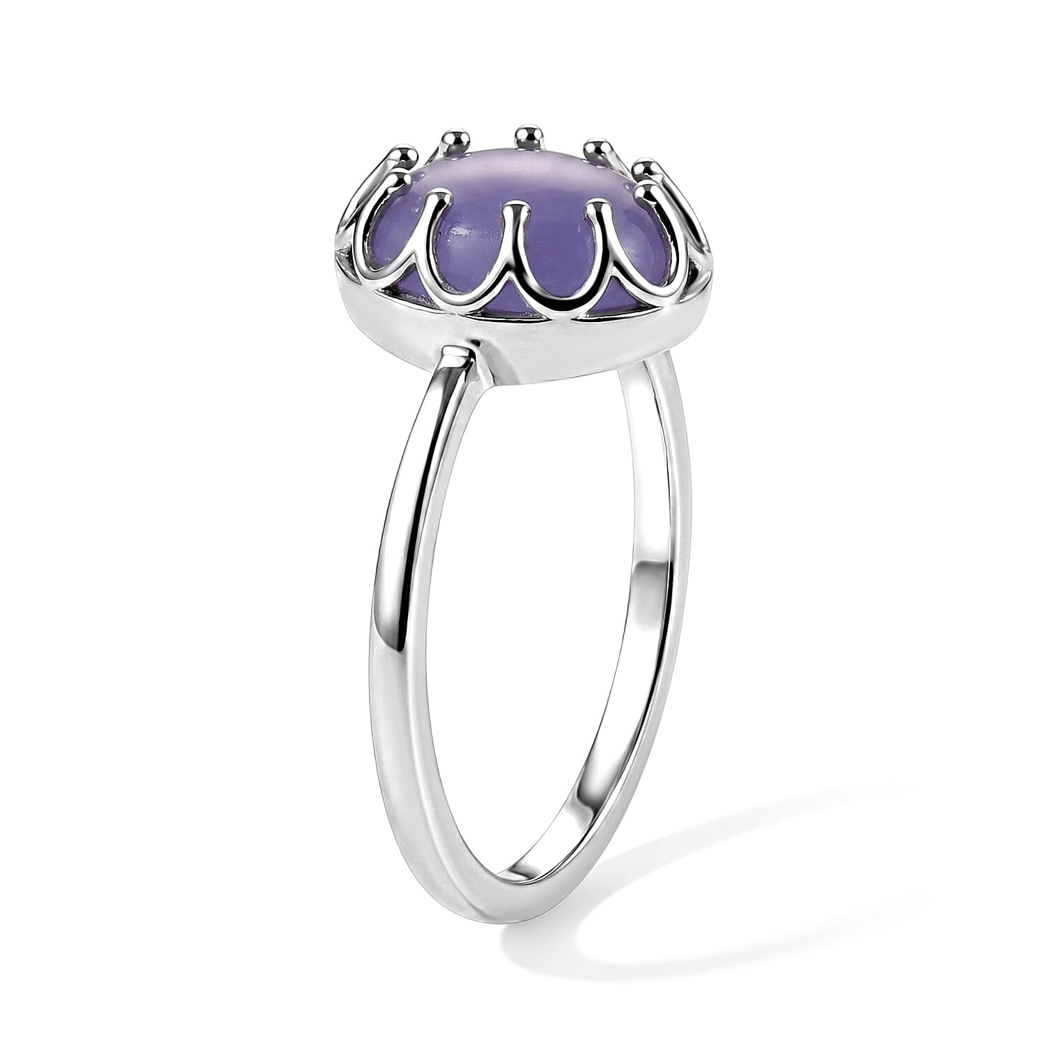 D'Joy Purple Jade (D) 3.50 ctw Fancy Ring in Rhodium Over Sterling Silver (Size 7.0)
