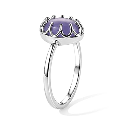 D'Joy Purple Jade (D) 3.50 ctw Fancy Ring in Rhodium Over Sterling Silver (Size 7.0)