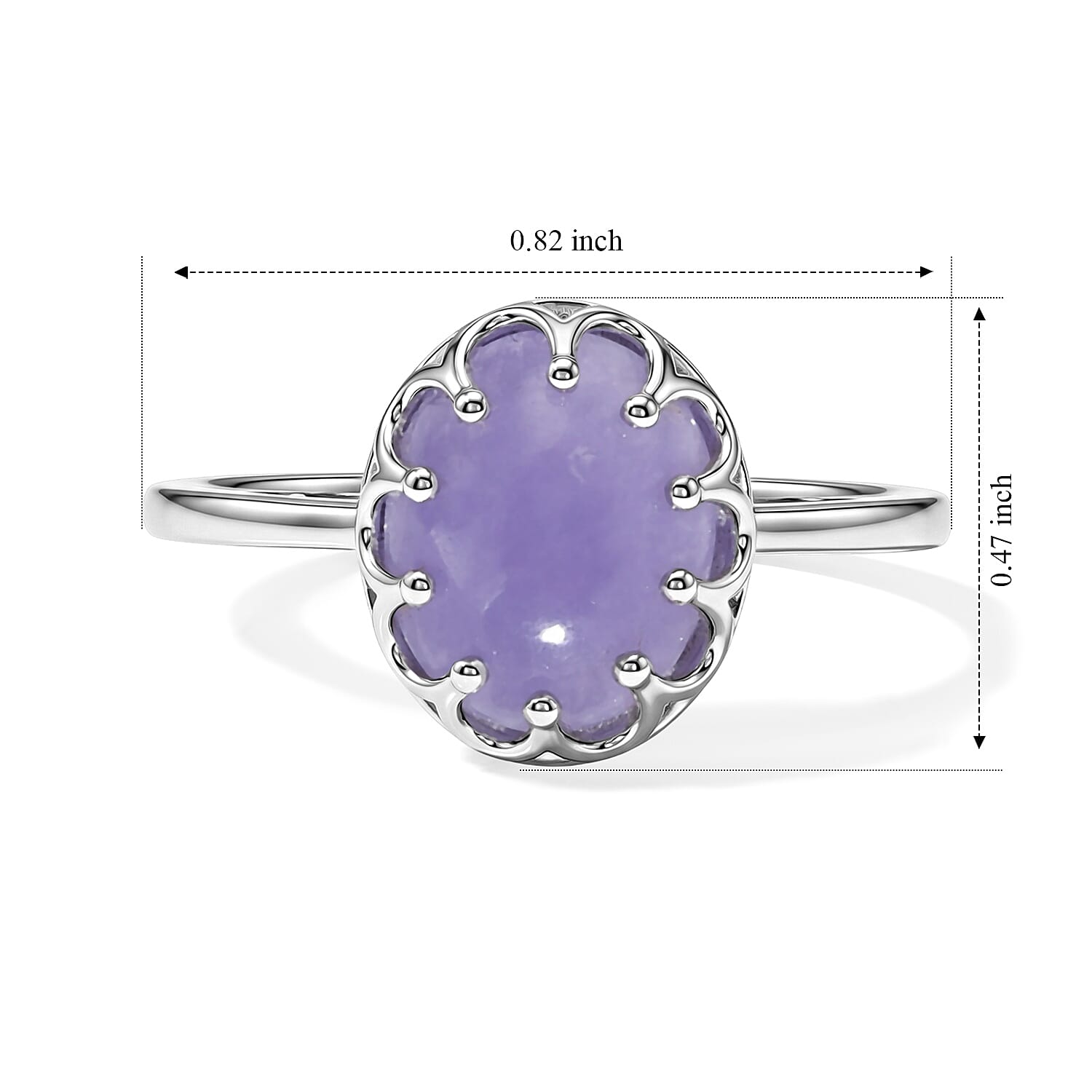D'Joy Purple Jade (D) 3.50 ctw Fancy Ring in Rhodium Over Sterling Silver (Size 7.0)