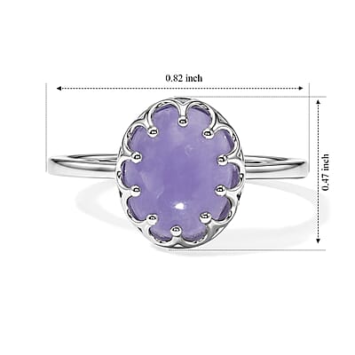 D'Joy Purple Jade (D) 3.50 ctw Fancy Ring in Rhodium Over Sterling Silver (Size 7.0)