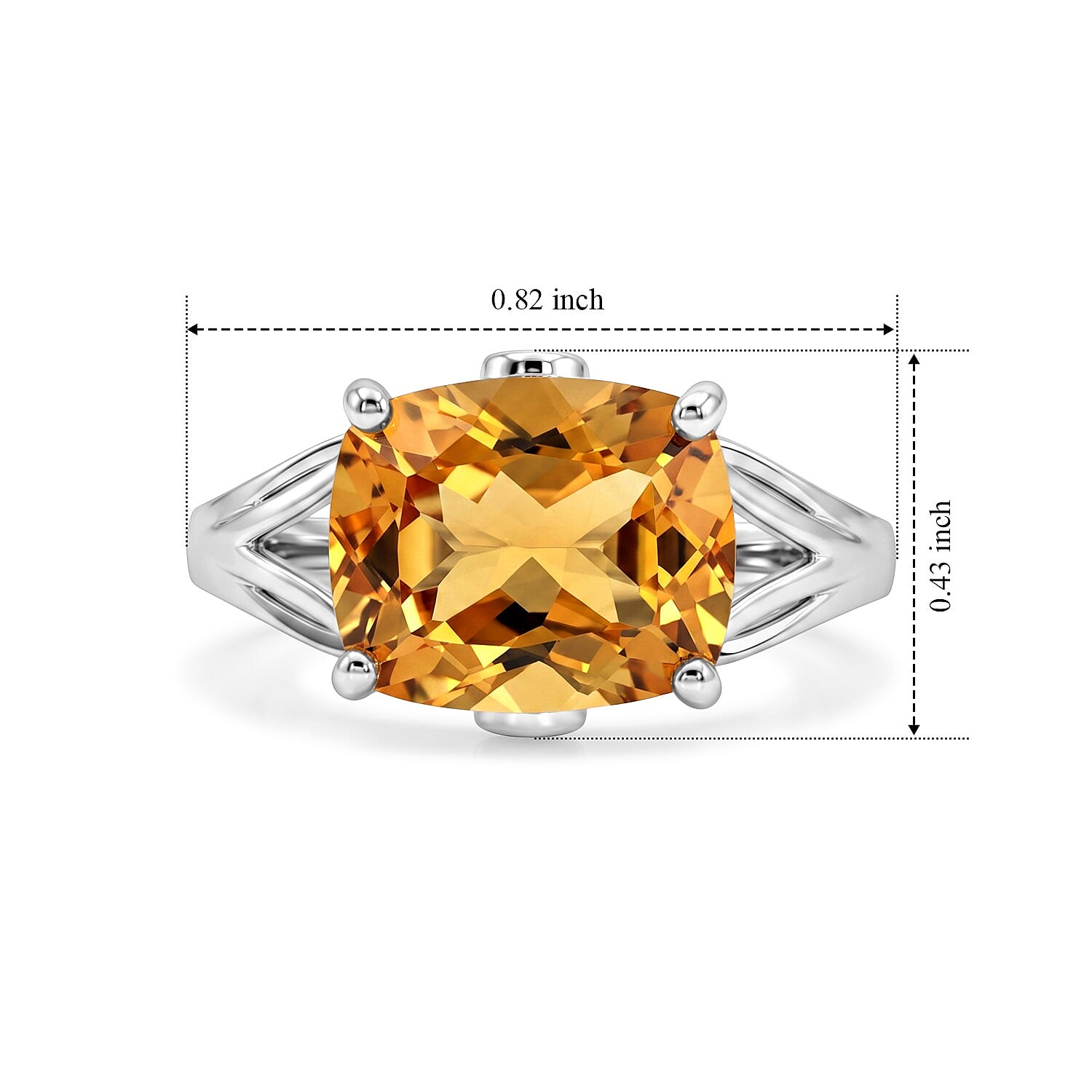 D'Joy Brazilian Citrine and White Zircon 3.80 ctw Solitaire Ring in Rhodium Over Sterling Silver (Size 7.0)