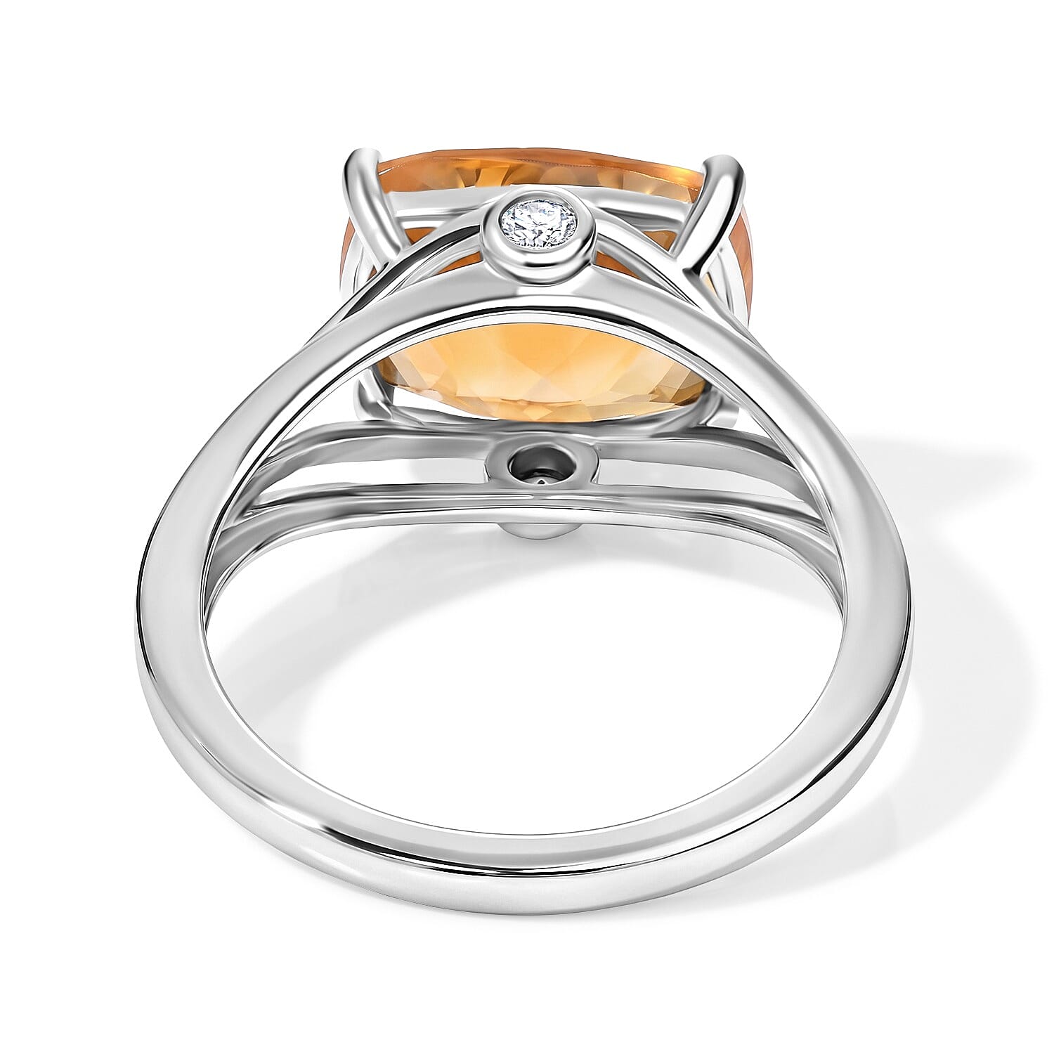 D'Joy Brazilian Citrine and White Zircon 3.80 ctw Solitaire Ring in Rhodium Over Sterling Silver (Size 9.0)