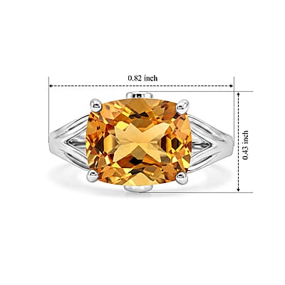 D'Joy Brazilian Citrine and White Zircon 3.80 ctw Solitaire Ring in Rhodium Over Sterling Silver (Size 9.0)