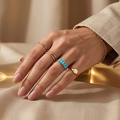 D'Joy Sleeping Beauty Turquoise 1.10 ctw Ring in Rhodium Over Sterling Silver (Size 10.0)