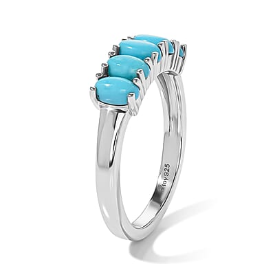 D'Joy Sleeping Beauty Turquoise 1.10 ctw Ring in Rhodium Over Sterling Silver (Size 10.0)