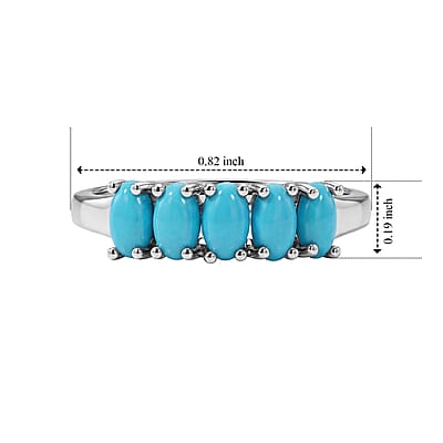 D'Joy Sleeping Beauty Turquoise 1.10 ctw Ring in Rhodium Over Sterling Silver (Size 10.0)