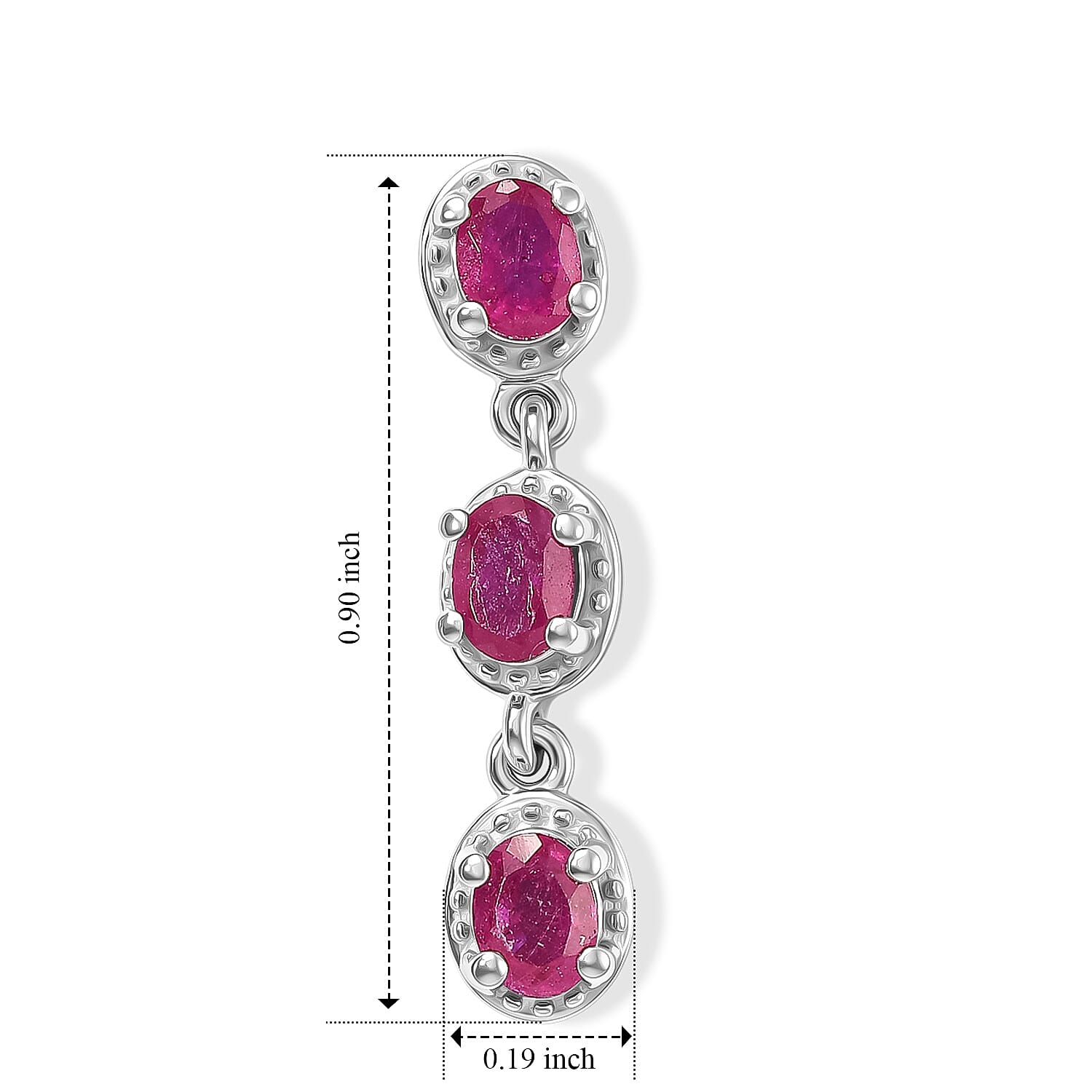 D'Joy Niassa Ruby (FF) 1.70 ctw Earrings in Rhodium Over Sterling Silver