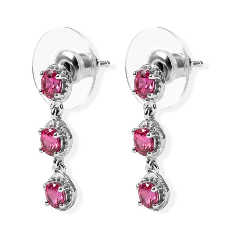 D'Joy Radiant Ember Garnet 1.35 ctw Earrings in Rhodium Over Sterling Silver