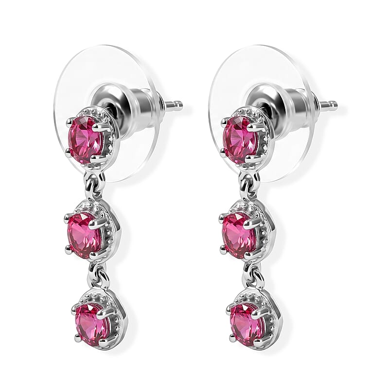 D'Joy Radiant Ember Garnet 1.35 ctw Earrings in Rhodium Over Sterling Silver