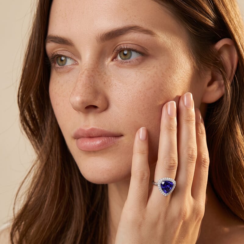 Misty Horizon – Tanzanite Halo Ring