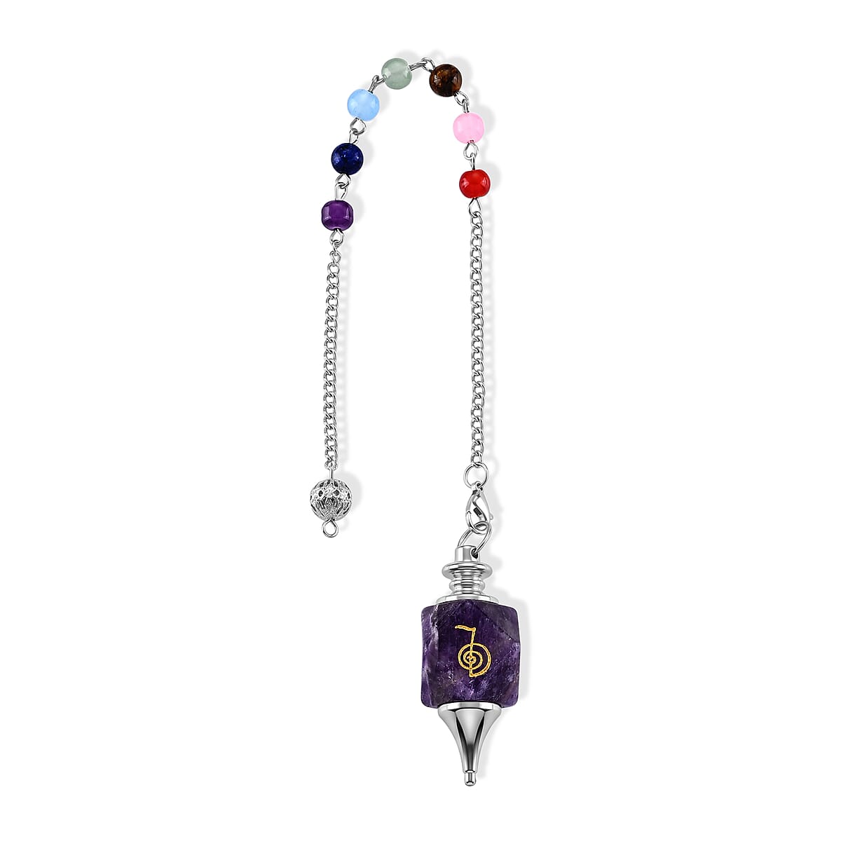 Amethyst Pendulum in Silvertone 90.00 ctw image number 2