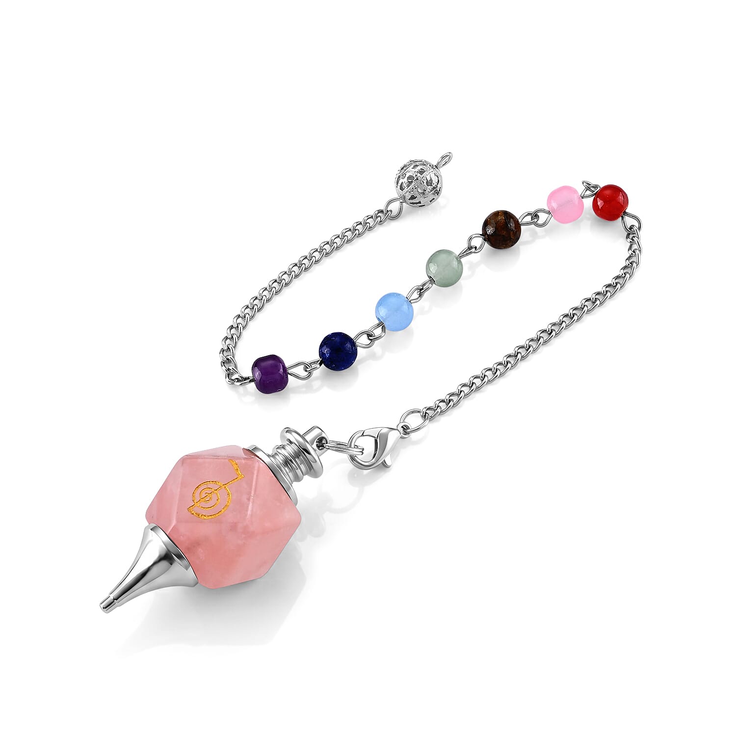 Rose Quartz 90.00 ctw Pendulum in Silvertone