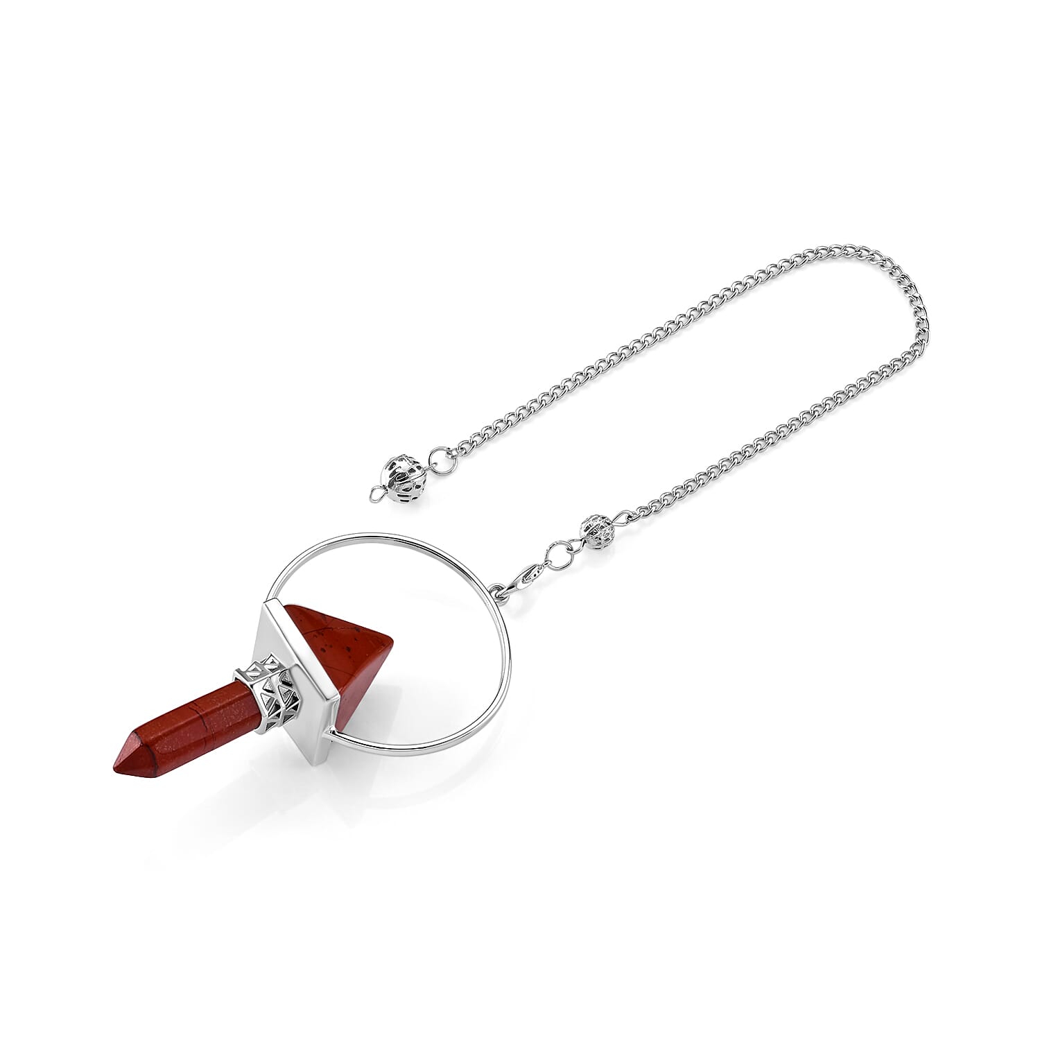 Red Jasper 75.00 ctw Pendulum in Silvertone