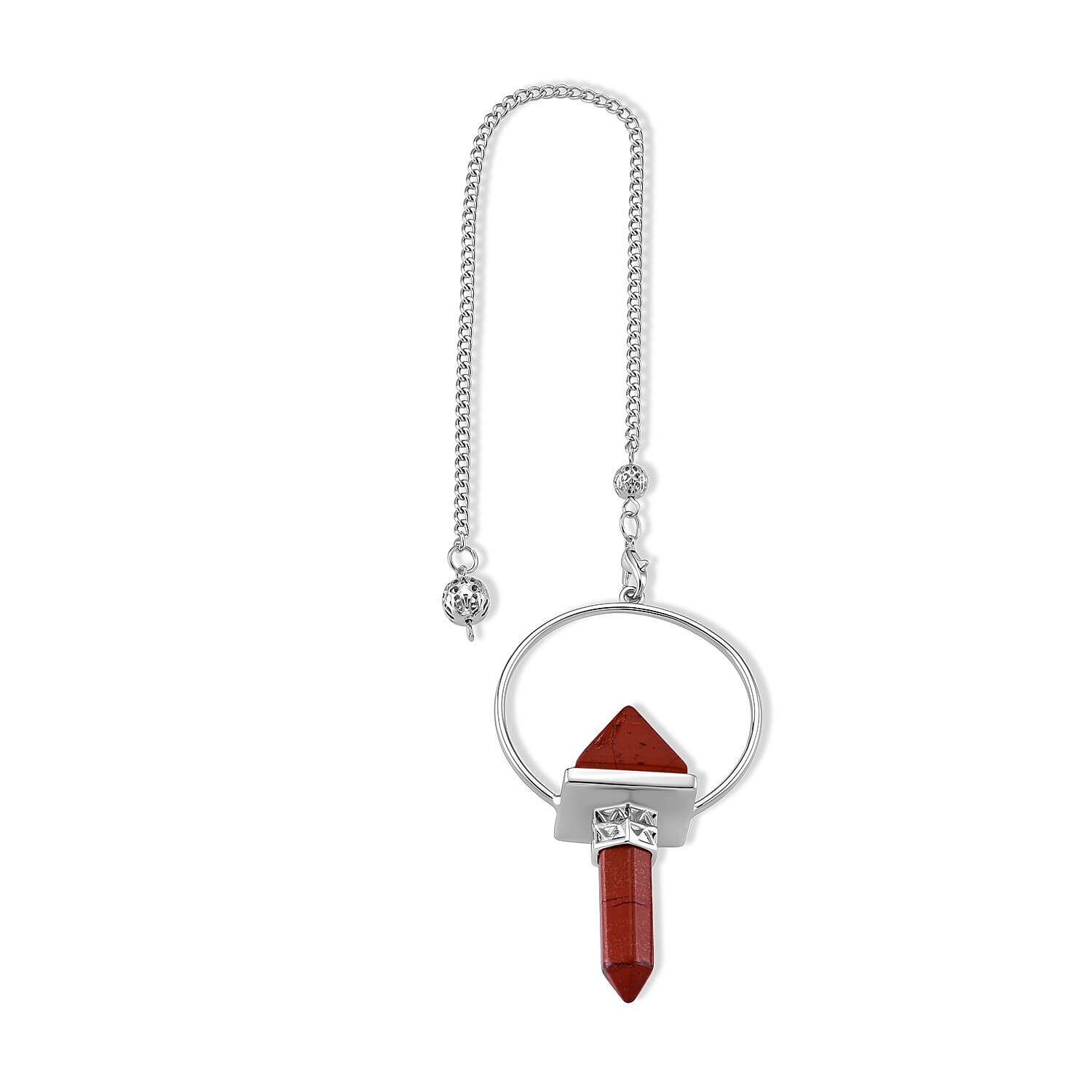 Red Jasper 75.00 ctw Pendulum in Silvertone
