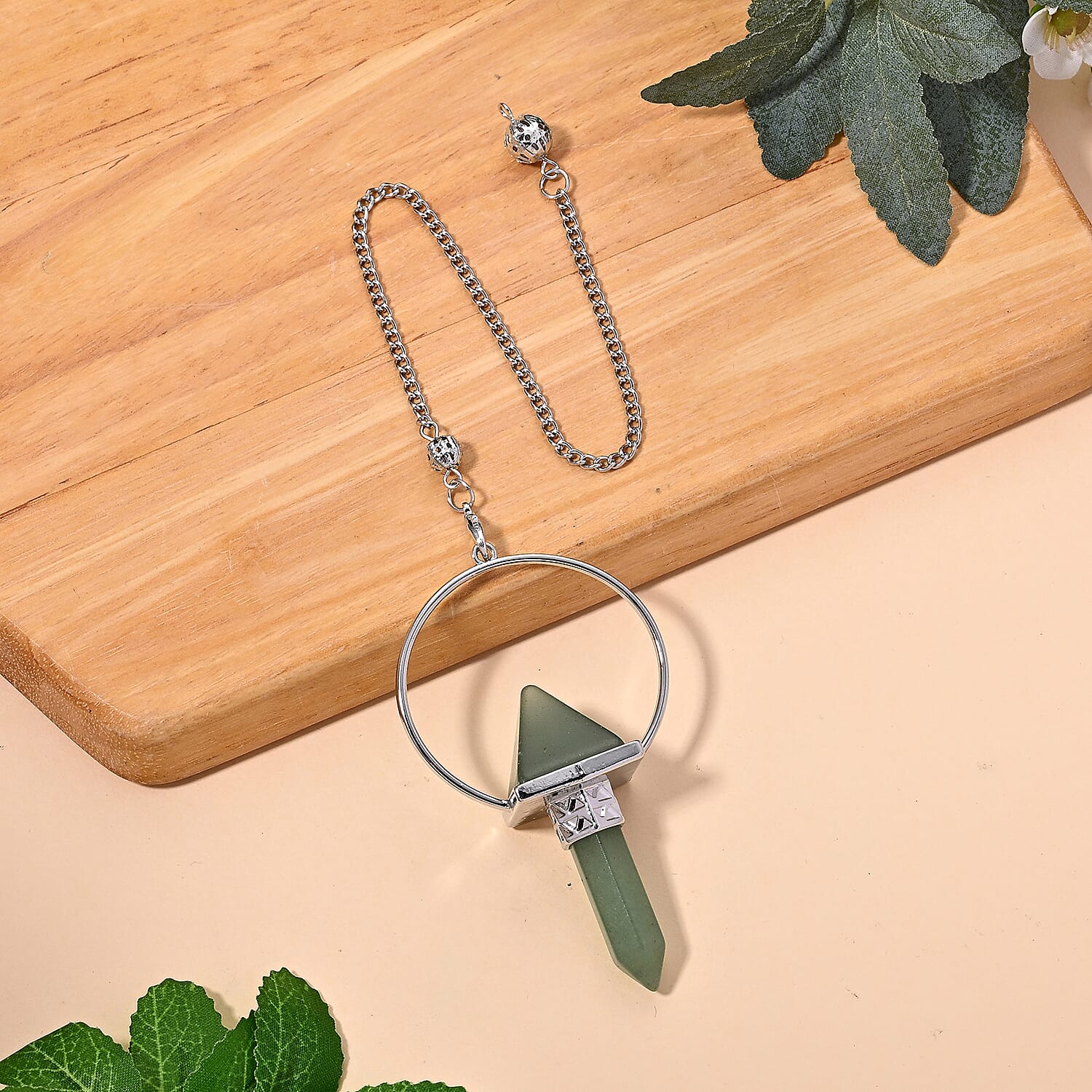 Green Aventurine 75.00 ctw Pendulum in Silvertone