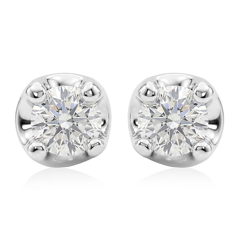 Luxuriant Lab Grown Diamond G-H SI 0.20 ctw Stud Earrings in Rhodium Over Sterling Silver