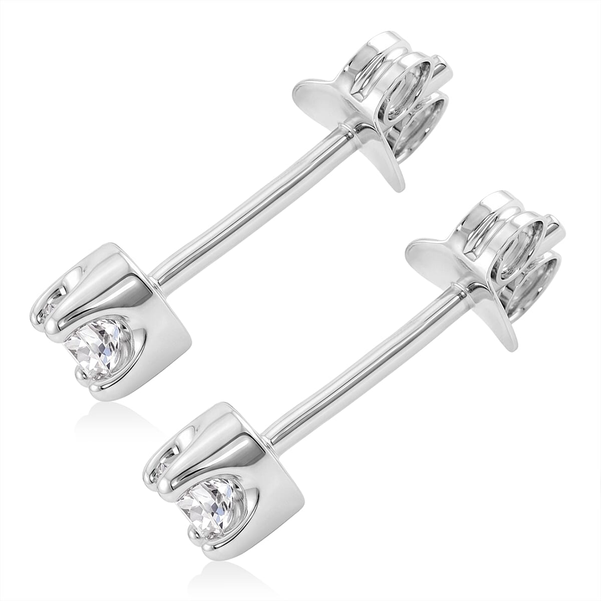 Luxuriant Lab Grown Diamond (G-H, SI) Stud Earrings in Rhodium Over Sterling Silver 0.20 ctw image number 4