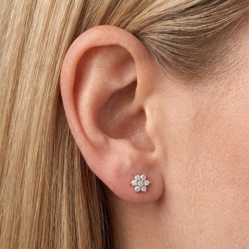 Luxuriant Lab Grown Diamond G-H SI 0.20 ctw Earrings in Rhodium Over Sterling Silver