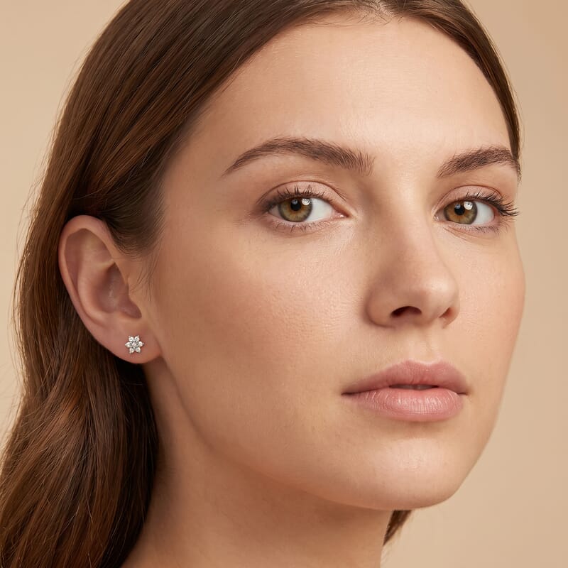 Luxuriant Lab Grown Diamond G-H SI 0.20 ctw Earrings in Rhodium Over Sterling Silver
