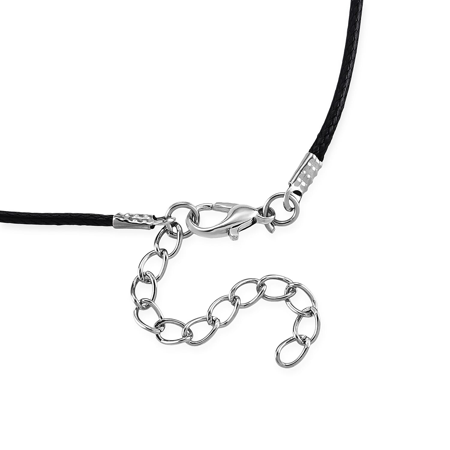 Amethyst Fish 25.00 ctw Black Cord Necklace in Silvertone (18-19.5 Inches)