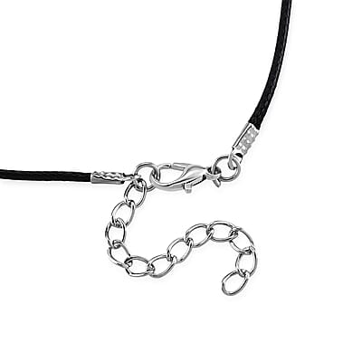 Amethyst Fish 25.00 ctw Black Cord Necklace in Silvertone (18-19.5 Inches)