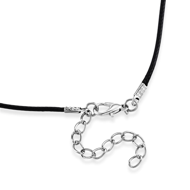 Yellow Tiger Eye Knot 35.00 ctw Black Cord Necklace in Silvertone (18-19.5 Inches)
