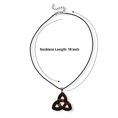 Yellow Tiger Eye Knot 35.00 ctw Black Cord Necklace in Silvertone (18-19.5 Inches)