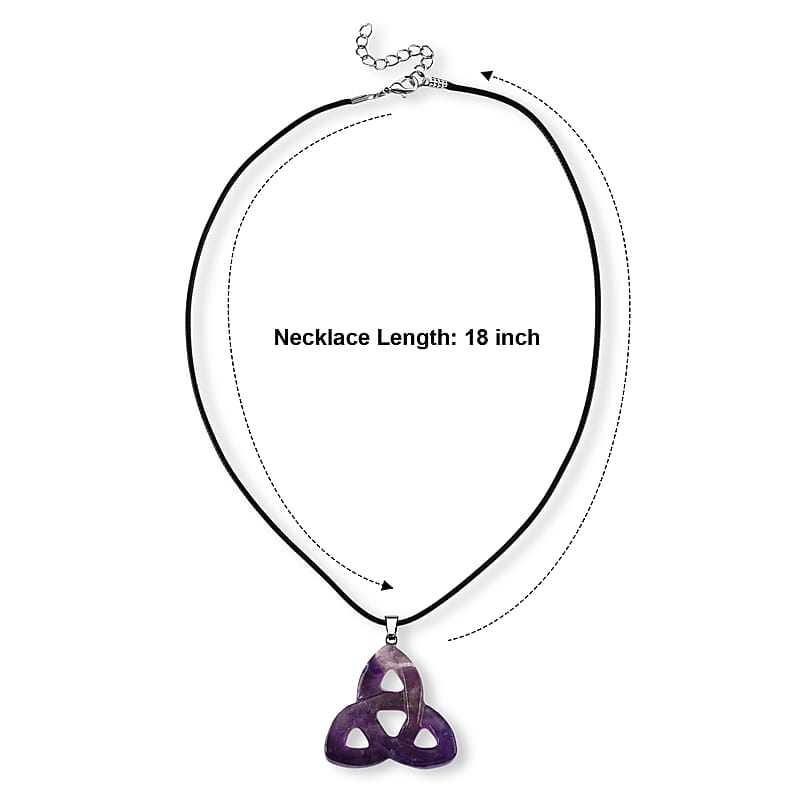 Amethyst Knot 35.00 ctw Black Cord Necklace in Silvertone (18-19.5 Inches)